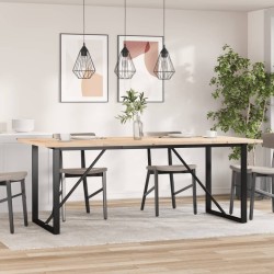 Table à manger cadre en O 200x100x75,5 cm bois pin massif acier 