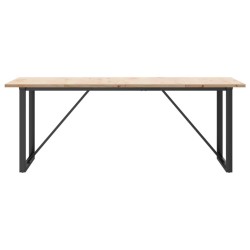 Table à manger cadre en O 200x100x75,5 cm bois pin massif acier 