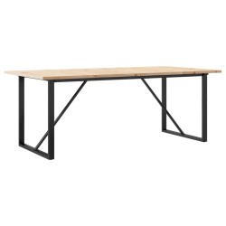 Table à manger cadre en O 200x100x75,5 cm bois pin massif acier 