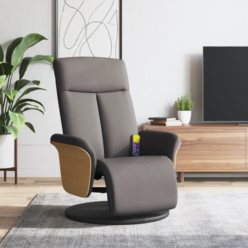 Fauteuil inclinable de massage avec repose-pieds taupe tissu 