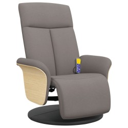 Fauteuil inclinable de massage avec repose-pieds taupe tissu 