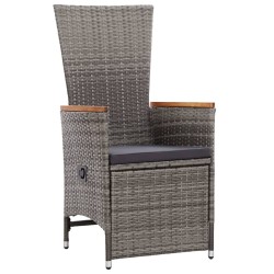 Chaise inclinable de jardin 2pc et coussins Résine tressée Gris 