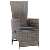 Chaise inclinable de jardin 2pc et coussins Résine tressée Gris 