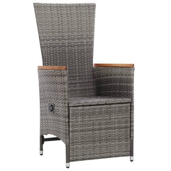 Chaise inclinable de jardin 2pc et coussins Résine tressée Gris 