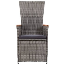 Chaise inclinable de jardin 2pc et coussins Résine tressée Gris 