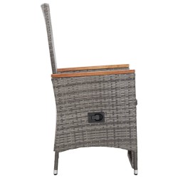 Chaise inclinable de jardin 2pc et coussins Résine tressée Gris 