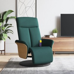 Fauteuil inclinable de massage et repose-pieds vert foncé tissu 
