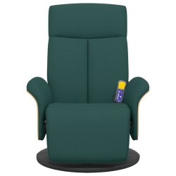 Fauteuil inclinable de massage et repose-pieds vert foncé tissu 