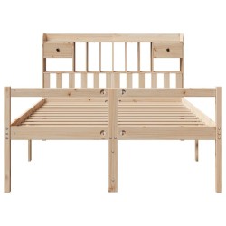 Lit bibliothèque sans matelas 140x200 cm bois massif de pin 