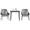 Ensemble à manger de jardin et coussins 3 pcs noir rotin verre 