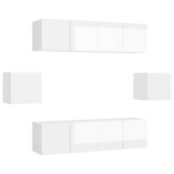 Ensemble de meuble TV 6 pcs Blanc brillant Bois d'ingénierie 
