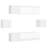 Ensemble de meuble TV 6 pcs Blanc brillant Bois d'ingénierie 
