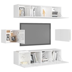 Ensemble de meuble TV 6 pcs Blanc brillant Bois d'ingénierie 