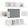 Ensemble de meuble TV 6 pcs Blanc brillant Bois d'ingénierie 