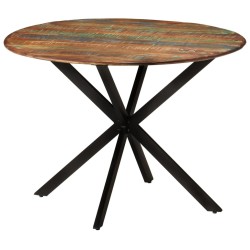 Table à dîner Ø110x78 cm Bois de récupération massif et acier 