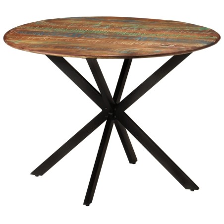Table à dîner Ø110x78 cm Bois de récupération massif et acier 