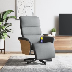 Fauteuil inclinable de massage et repose-pieds gris clair tissu 