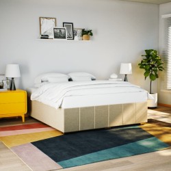 Cadre de lit sans matelas crème 180x200 cm tissu 