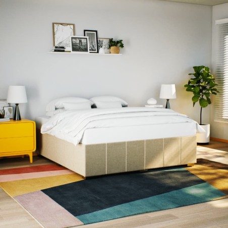 Cadre de lit sans matelas crème 180x200 cm tissu 