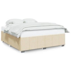 Cadre de lit sans matelas crème 180x200 cm tissu 