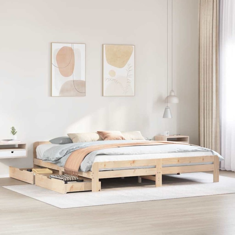 Cadre de lit sans matelas 180x200 cm bois massif de pin 