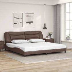 Cadre de lit sans matelas marron 200x200 cm similicuir 