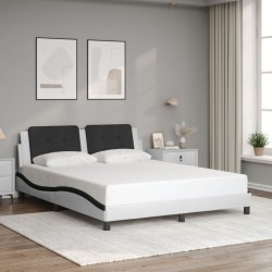 Cadre de lit sans matelas blanc et noir 160x200 cm similicuir 