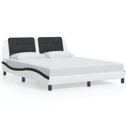 Cadre de lit sans matelas blanc et noir 160x200 cm similicuir 