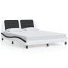 Cadre de lit sans matelas blanc et noir 160x200 cm similicuir 