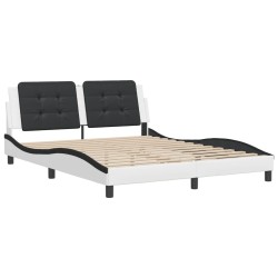 Cadre de lit sans matelas blanc et noir 160x200 cm similicuir 