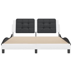 Cadre de lit sans matelas blanc et noir 160x200 cm similicuir 