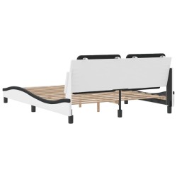 Cadre de lit sans matelas blanc et noir 160x200 cm similicuir 