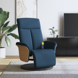 Fauteuil inclinable de massage avec repose-pieds bleu tissu 