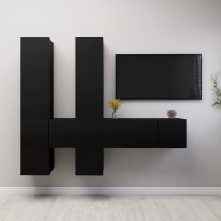 Ensemble de meubles TV 7 pcs Noir Bois d'ingénierie 