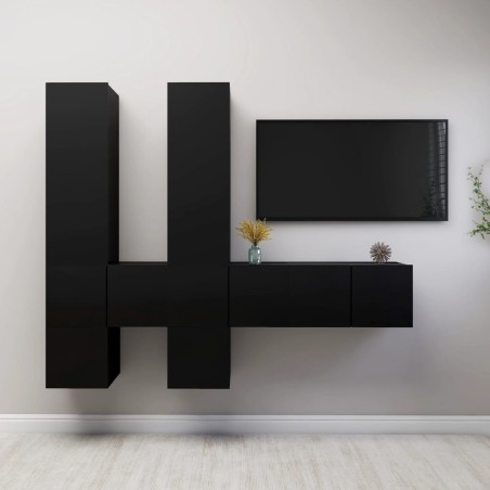 Ensemble de meubles TV 7 pcs Noir Bois d'ingénierie 