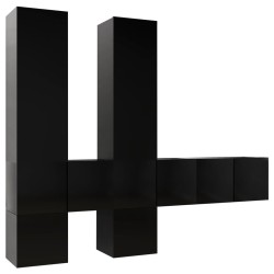 Ensemble de meubles TV 7 pcs Noir Bois d'ingénierie 