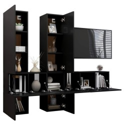Ensemble de meubles TV 7 pcs Noir Bois d'ingénierie 