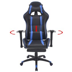 Chaise de bureau inclinable avec repose-pied Bleu 