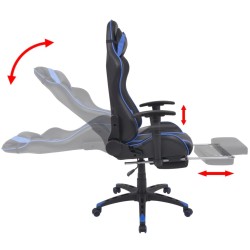 Chaise de bureau inclinable avec repose-pied Bleu 