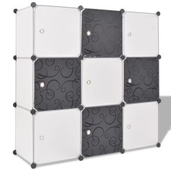 Organisateur de rangement cube avec 9 compartiments Noir/Blanc 