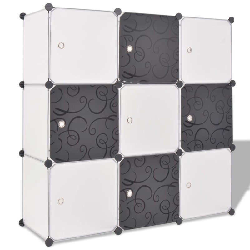 Organisateur de rangement cube avec 9 compartiments Noir/Blanc Organisateur de rangement cube avec 9 compartiments Noir/Blanc