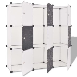Organisateur de rangement cube avec 9 compartiments Noir/Blanc 