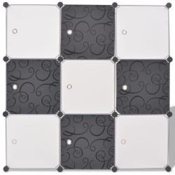 Organisateur de rangement cube avec 9 compartiments Noir/Blanc 
