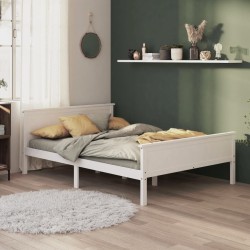 Cadre de lit sans matelas blanc bois de pin massif 160x200 cm 