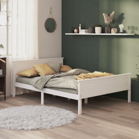 Cadre de lit sans matelas blanc bois de pin massif 160x200 cm 