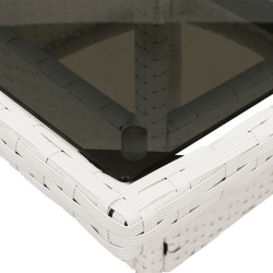 Ensemble à manger de jardin et coussins 3 pcs blanc rotin verre 