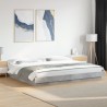 Cadre de lit et lumières LED sans matelas gris béton 200x200 cm 