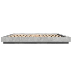 Cadre de lit et lumières LED sans matelas gris béton 200x200 cm 