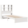 Lit bibliothèque sans matelas blanc 90x190cm bois de pin massif 