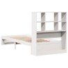 Lit bibliothèque sans matelas blanc 90x190cm bois de pin massif 